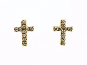 0.05ct Round Micro Pavé Diamond in 14K Gold Mini Cross Stud Earrings