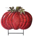 22" X 18" DARK ORANGE PUMPKIN ON TWO POLES