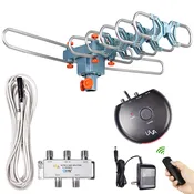 LAVA HD-2805 Elite, Outdoor TV Antenna, Remote Control, 360 Degree Rotation, with Cable, 4-Way Splitter for 4 tvs