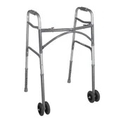 Bariatric Aluminum Two Button Folding Walker with Wheels