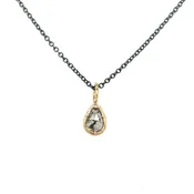 10k Molten Salt + Pepper Diamond Pendant Necklace (Oxi Chain)