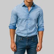 Bodega Bay Blue Cotton Shirt (24014W-020)