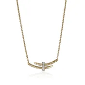 14K Yellow Gold Spear Station Necklace with Diamonds