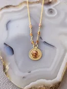 Beaded disc necklace #5621-G Rhod Mix — Michelle Pressler Jewelry