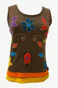 0033 RB Knit Sleeveless Wide Strap Embroidered Tank Top