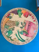 20" Original Wood Burned and Hand Painted Lazy Susan