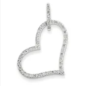 14k White Gold Diamond Heart Pendant