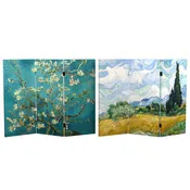 3 ft. Short Double Sided Works of Van Gogh Canvas Folding Screen - Almond Blossoms/Wheat Field