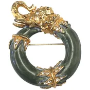 FREE SHIPPING - Kenneth J. Lane Green Enamel Elephant Brooch
