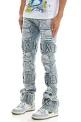 Light Wash Ripped Skinny Jeans for Men