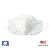 2-Layer Cotton Flannel Face Mask, Soft Black Bubble Dots, White, 6 Prepack
