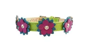 Penelope Flower Leather Dog Collar with Crystal on Flower