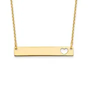 10K Gold Heart Cut-Out Bar Necklace