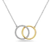 14kt Two-Tone Gold Diamond Circle Necklace 16-18"
