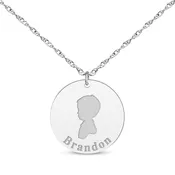 Boy Silhouette Name Disc Necklace Sterling Silver 18"