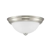 13" 2-Light White Glass Ceiling Dome - High-Design Ceiling Mounts in Brushed Nickel