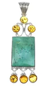 Amber Turquoise Silver Pendant YX77197