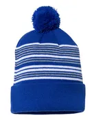 12″ Striped Pom-Pom Knit Beanie