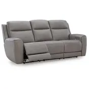 5Z-Comfort Power Reclining Sofa — Coin Leather with 5-Zone Massage