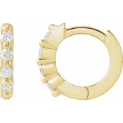 14K Yellow Gold Hinged Hoop Earrings with Natural Diamonds