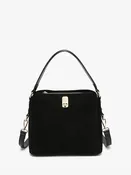 Allison Faux Suede Satchel in Black