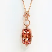 14kt Rose Gold Morganite and Diamond Pendant