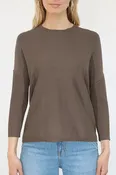 3/4 Sleeve Oversize Knit Tee Style Sweater in Wood