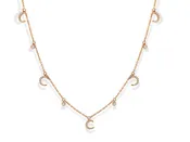 Diamond Crescent Moon Necklace - Gold 'N I
