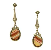 Art Deco Agate Sterling Silver Earrings