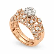 18K Rose & White Gold Diamond Solitaire and Band Set