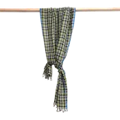 2644 Brown and Green Plaid Linen Scarf
