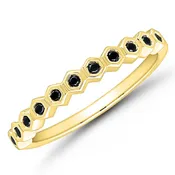 10K Yellow Gold 0.15cttw Black Diamond Honeycomb Style Band
