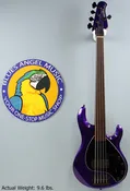2017 Ernie Ball Music Man StingRay-5 H 5-String Fretless Bass, Firemist Purple, USED