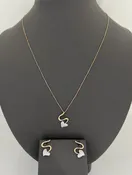 18KT DIAMOND SET PEND 0.12 CT, EARR 0.17 CT