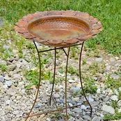 Ancient Graffiti Standing Flamed Leaf Bird Bath (AG-17045)