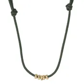14k + Pave Beads on Dark Green Paracord Necklace