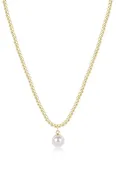 15" Choker Beaded - Classic Gold 3mm - Classic Pearl 10mm Charm