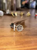 Antique Silver Plated Purple Flower Adjustable Ring