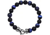 10mm Genuine Blue Tiger Eye and Onyx Bracelet