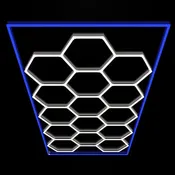 Hexagon LED Lights – 15 Grid with Blue Color Border (15.9' × 8' / 4.84 m × 2.43 m)