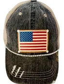 American Flag Distressed Trucker Hat
