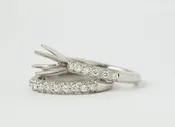 6 Prong Pave Diamond Wedding Band Set | Platinum