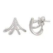 14k White Gold Diamond Caged Lobe Stud Earrings