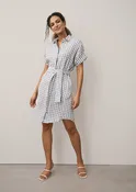 0039 Italy Derby Dress, Blue/Brown Check - Final Sale
