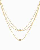 3 Layered Bezel Marquise Baguette CZ Necklace