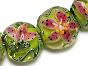 10108822 - Four Stargazer Lily Lentil Beads