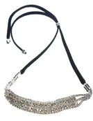 Black Faux Suede and Clear Crystal Choker Necklace