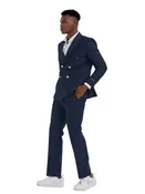 2pc Double Breasted Solid Peak Lapel Suit