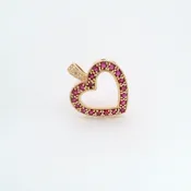 Vintage 14K Yellow Gold Heart Ruby & Diamond Pendant