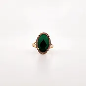 Green Agate and Diamond Ring